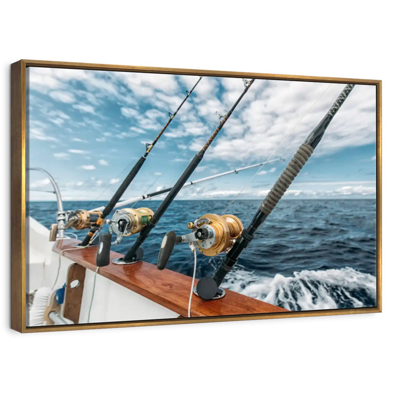 Pêche au thon espagnol, 19 po x 13 po, Cadre flottant doré