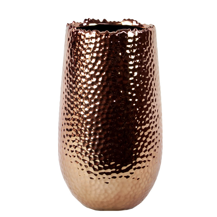 Vase de table de lèvre inégale Oakern, H 12,02 po x l 6,69 po x P 6,69 po, Cuivre