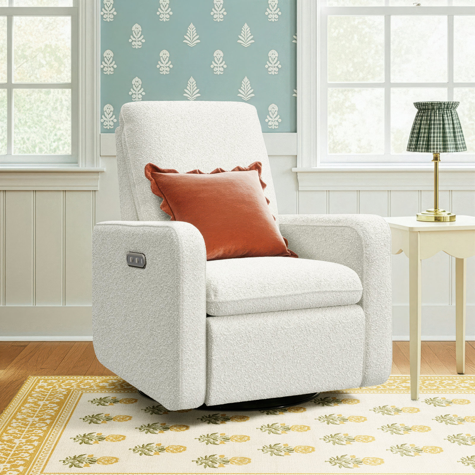 Teddi Swivel Nursery Chair, Ivory Boucle