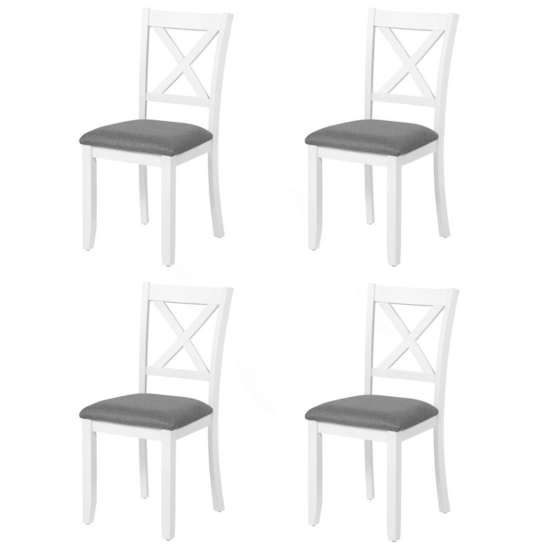 Ensemble de 4 chaises de salle à manger modernes en bois, dossier en X élégant, sièges rembourrés confortables, structure en bois robuste, assemblage facile