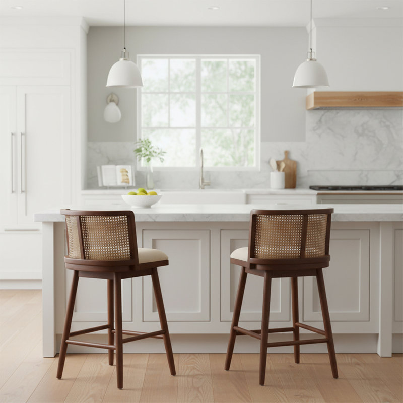 Ensemble de 2 tabourets de bar en bois Talia, Noyer