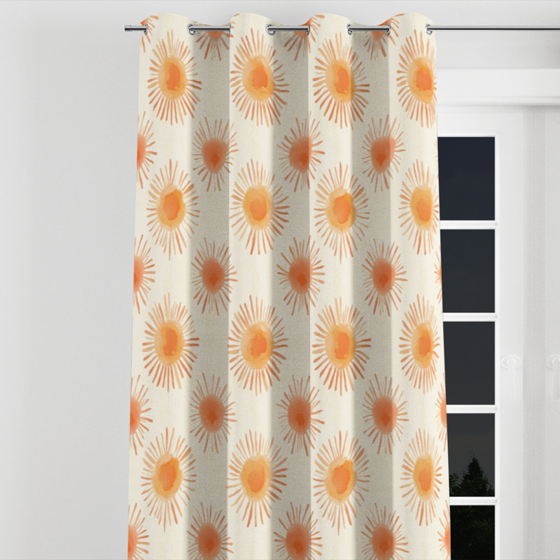 Rideaux Starburst - rideau à œillets orange Bahman - 1 panneau, L 52 po x L 63 po, Œillets argentés