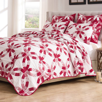 Ensemble de couvre-lit rouge très grand Greenland Home Fashions 3 pièces, 105 x 95 po