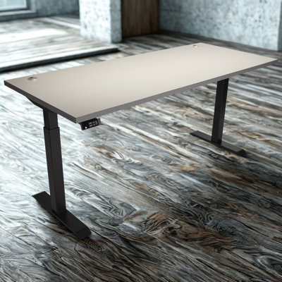 Skyscraper Electric Height Adjustable Standing Desk, Dual Motor and Digital Control with Memory, 72x30, Grey Strand Top with Black Frame