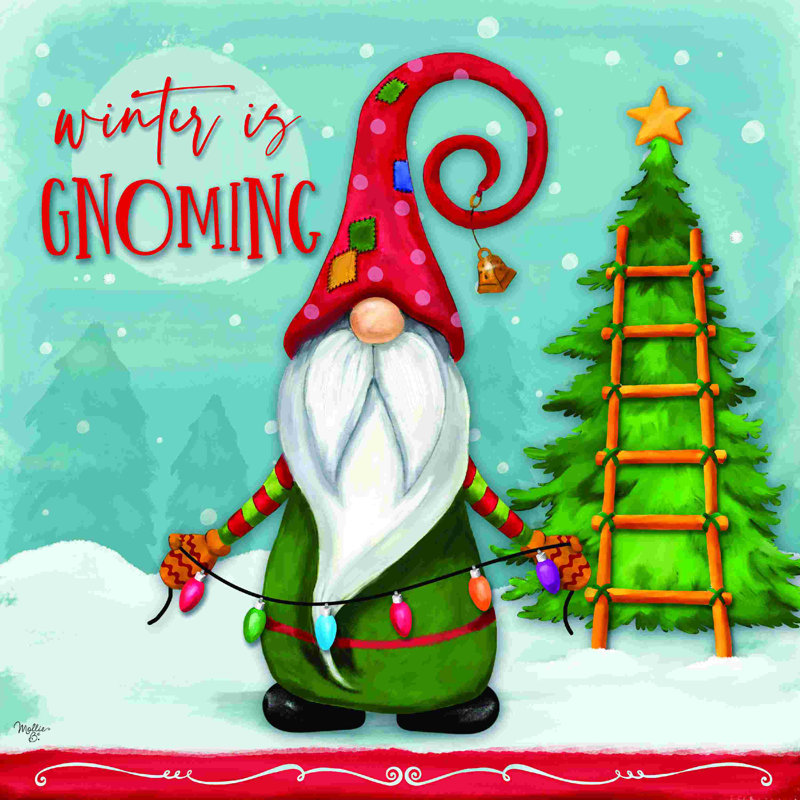 «Winter Is Gnoming» par Mollie B. - reproduction imprimée, Toile tendue, Non, H 12 po x l 12 po