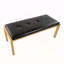 Banc contemporain en métal doré et similicuir noir-130374973