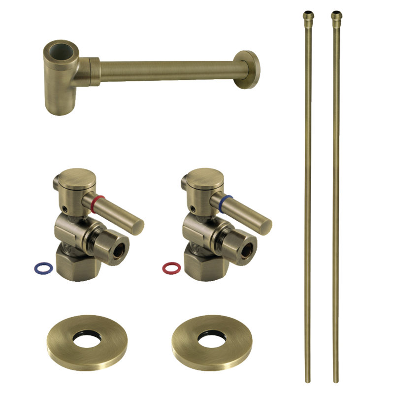 Kingston Brass Trimscape Modern Plumbing Supply Kit Combo, Antique Brass