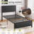 Belah Twin Size Bed Frames with Linen Upholstered Headboards and Nailhead Trim, Heavy-Duty Metal-772079577