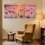 Oiseaux flamants roses au coucher du soleil, ensemble de 3 impressions sur toile-1248179633