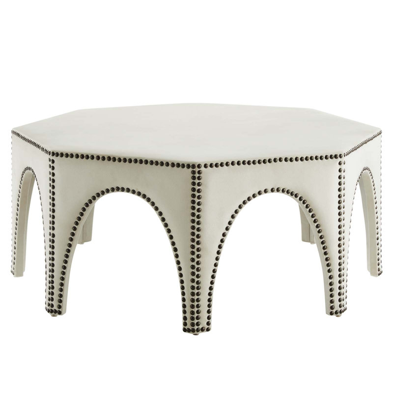 Modway Victory Performance Velvet Ottoman, Ivory  Velvet