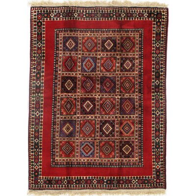 Persian Classic One-of-a-Kind Hand-Knotted Red/Black/Beige 4'11"" x 6'7"" Area Rug -  Pasargad NY, D09616a