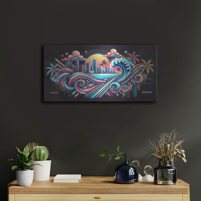  «Miami Abstract» par Rey Klimt, art mural en métal, 24 po x 12 po, H 12 po x l 24 po
