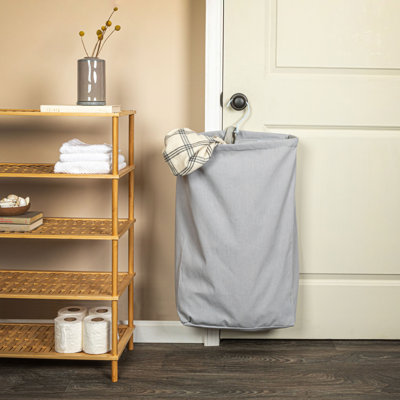 Melvine Door Hanging Laundry Bag, Washable Canvas Bag with Loop Handle, Holds Two Loads of Laundry, Great for Dorms and Small Spaces