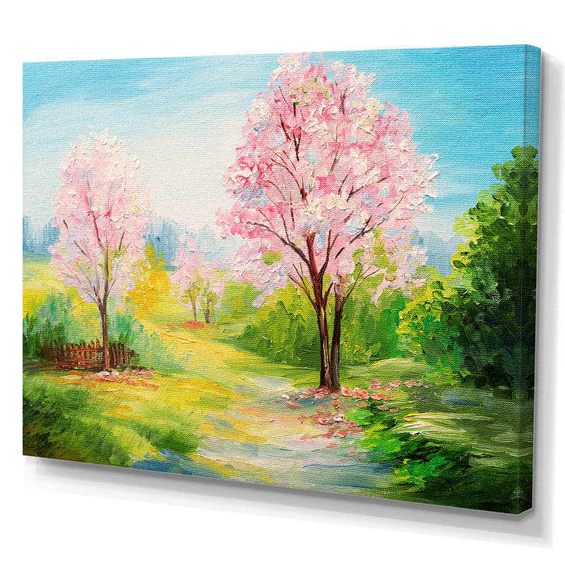 River in Spring Forest - reproduction d'art sur toile, H 12 po x l 20 po x P 1 po, Toile tendue