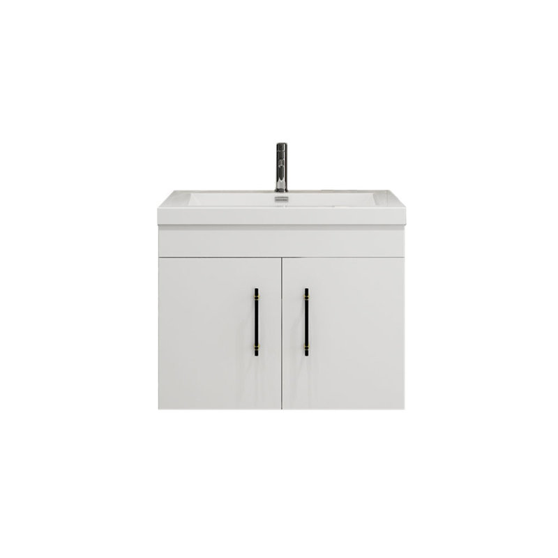 Ensemble de meuble-lavabo mural simple 30 po Carliss, Chêne, Or