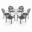 Chaise de patio en fonte d'aluminium 6 pièces avec cadre noir et coussins bruns (Identique à: W1710S00479)-131517383