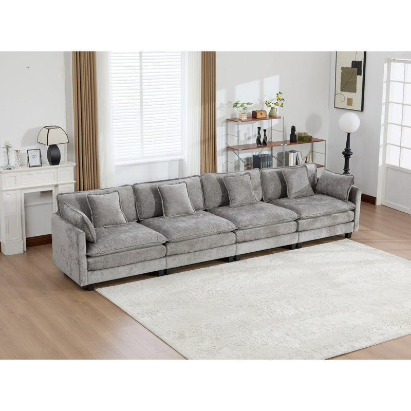 Canapé modulaire Teasley avec tissu chenille et coussins double couche