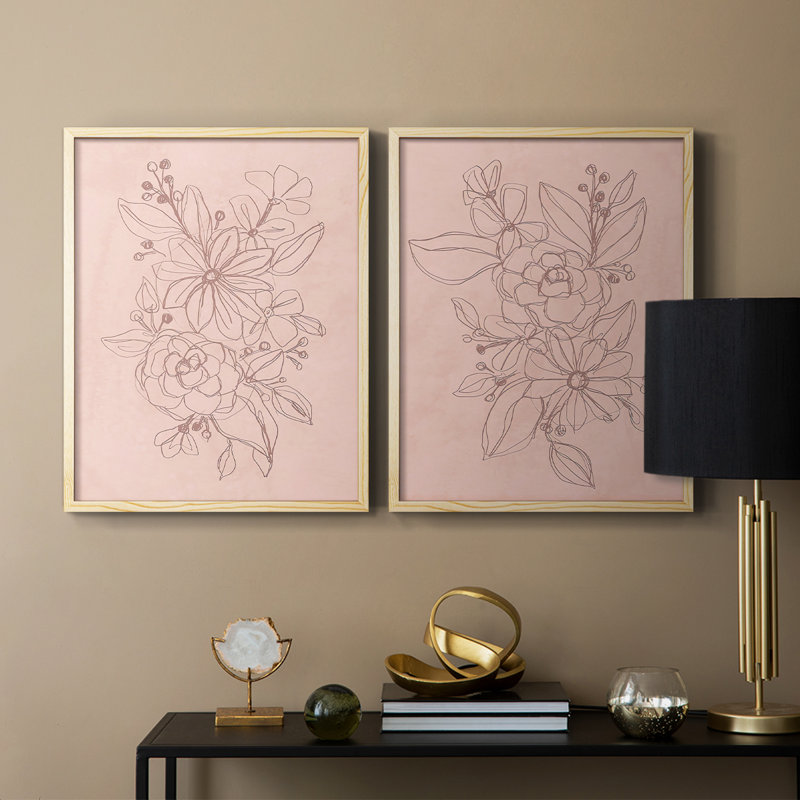 «Rosetone Blossoms I», reproduction encadrée de qualité supérieure - prête à être accrochée - aucun clou requis - aucun clou requis