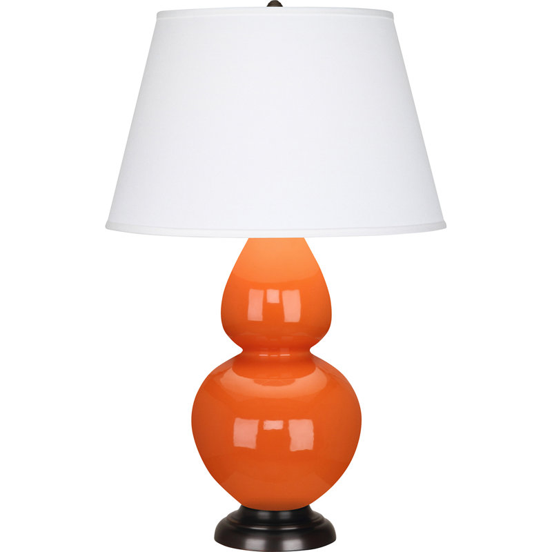 Double Gourd Table Lamp, Pumpkin/Bronze, Pearl