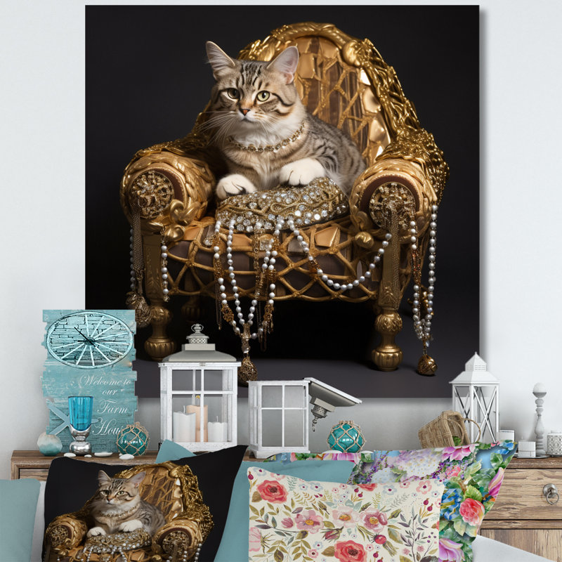 Gangsta Glam Cool Cat - imprimé, H 16 po x l 16 po x P 1 po, Toile tendue