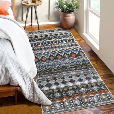Tapis lavable à la machine Boho Tapis antidérapant pour salon, chambre, salle à manger, couloir, bureau, salle de jeux, chambre de bébé