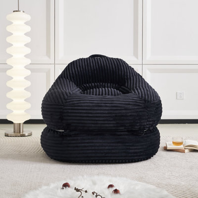 39.37'' Width Oversized Corduroy Bean Bag Chair Bed, 2-in-1 Folding Lazy Sofa Chair with Handle, Convertible Lounge Sleeper Bed for Living Room, Bedroom, and Guest Room, 250 LBS Weight Capacity,