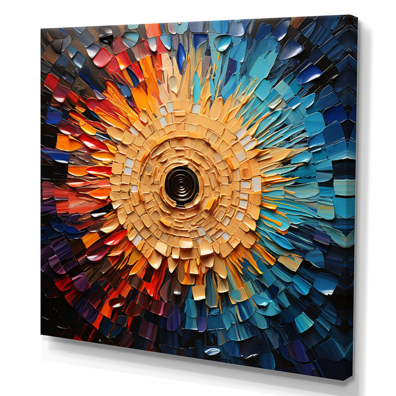 Coloré disque vinyle mosaïque I - Vinyle disques, art mural, Toile tendue, 44" H x 44" W
