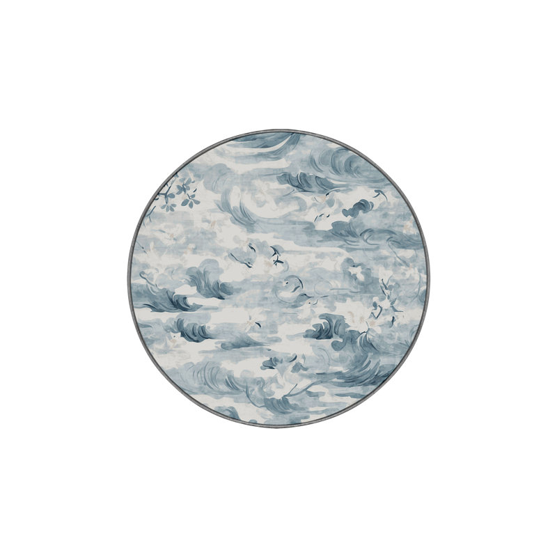 Tapis gris soyeux et moelleux, Rond 3 pi