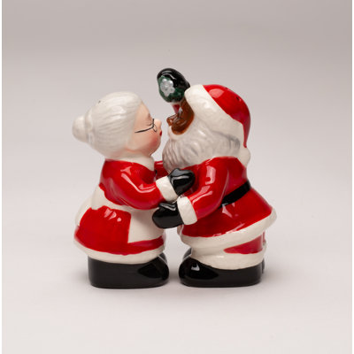 Interracial Ceramic Santa and Mrs. Claus Salt and Pepper Shaker Set