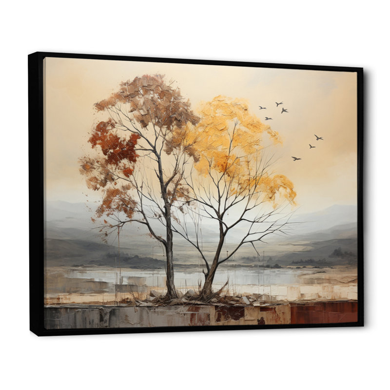 " Brich Tree Harmony Of ", Black Floater Framed, 34" H x 44" W x 1.5" D