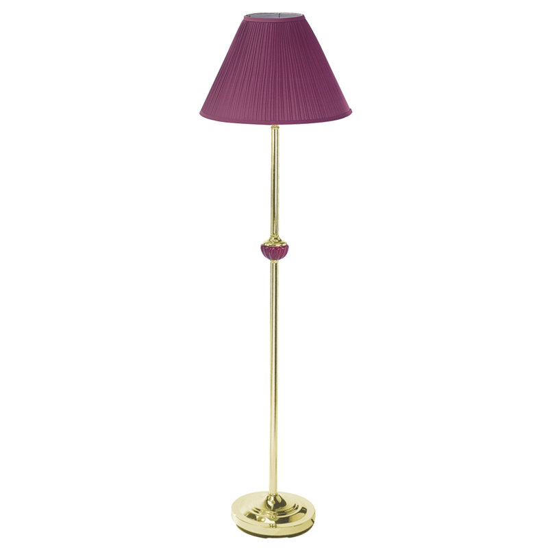 60" Burgundy Ceramic/Brass Floor Lamp