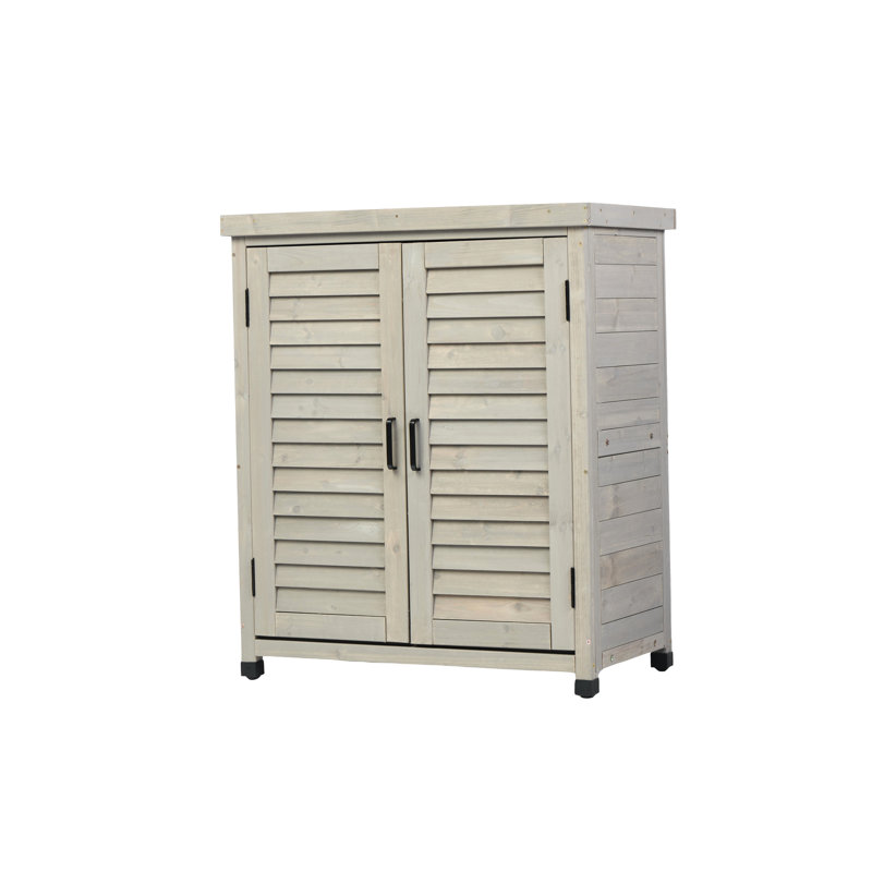 Banc de rempotage d'extérieur avec armoire de rangement, 31 x 17 x 36 po - Finition grise et table de rangement en bois de bois de pruche, pour le travail de jardin
