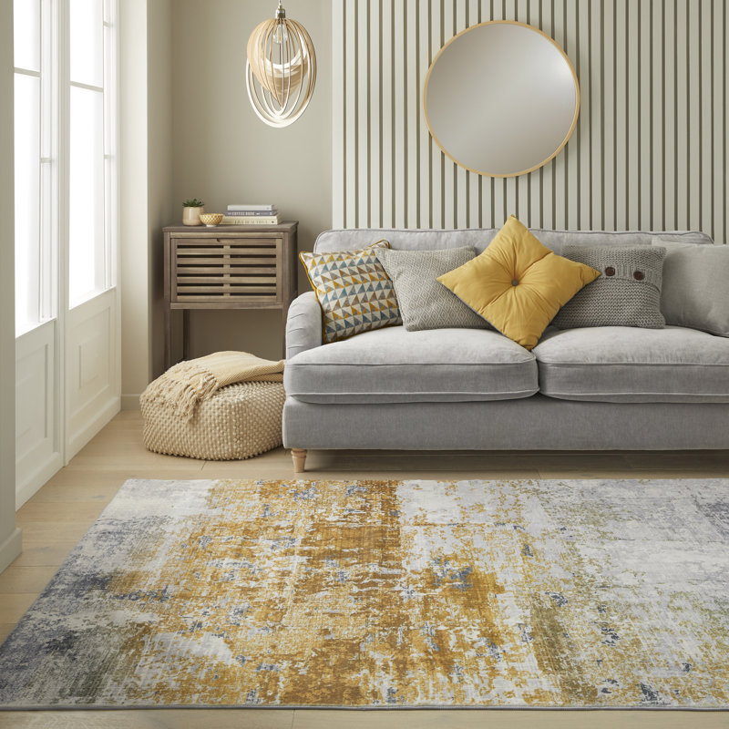 Lux Abstract Ultra soft Stain Guarded Gold Area Rug, Rectangle 120 x 180cm
