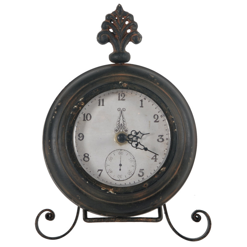 Traditional Analogue Metal Mechanical Tabletop Clock in Dark Bronze