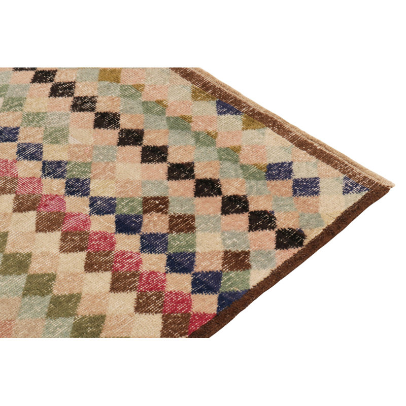 Pasha One-of-a-Kind Rectangle 4'4" X 5'4" No Wool Area Rug Brown/Blue/Pink