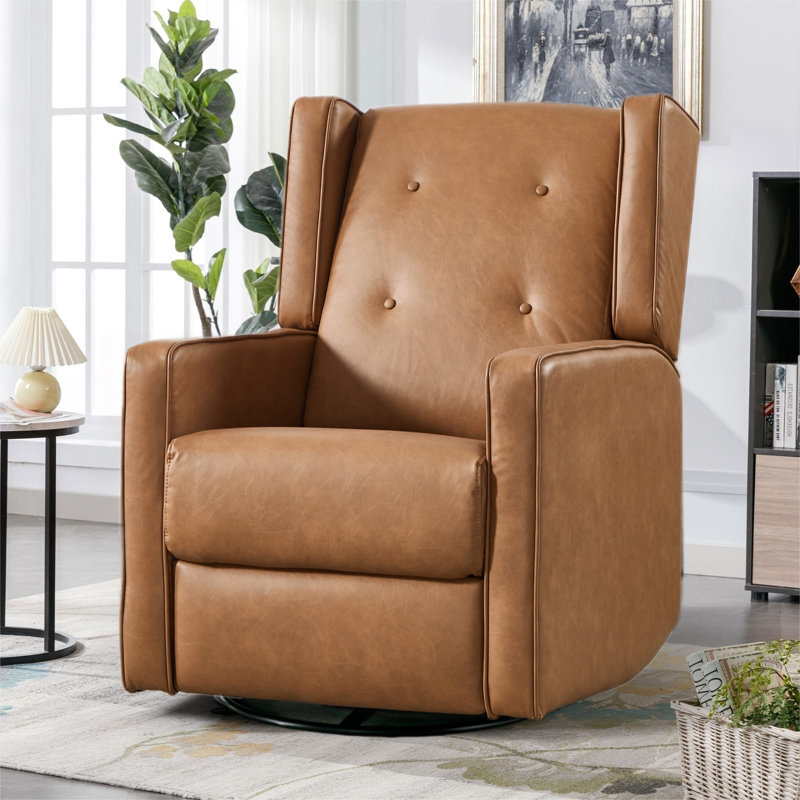 Fauteuil inclinable et berçant pivotant de 29,1 po Wykoff, Brun