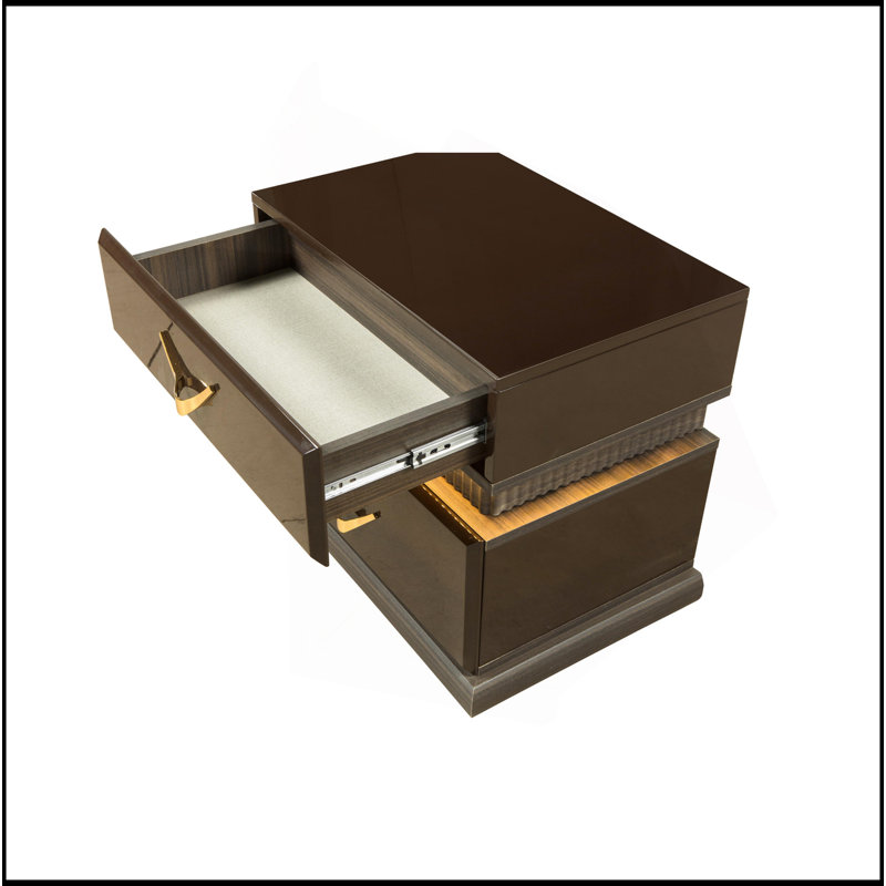 Table de chevet 2 tiroirs de style moderne en bois brun