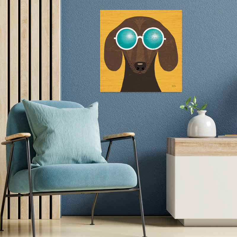 «Beach Bums Dachshund I», chien fantaisiste, art de plage, H 18 po x l 18 po