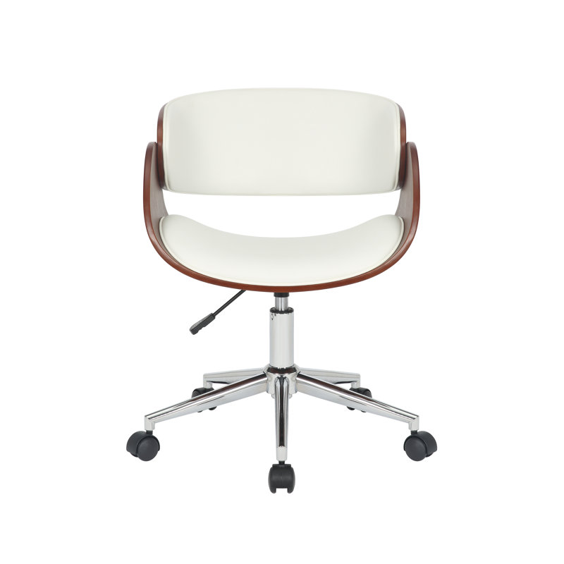 Faux Leather Mid Century Office Chair, White