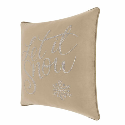 Coussin «Let It Snow» Sparkles Home | Velours avec perles et strass | Insertion de plumes