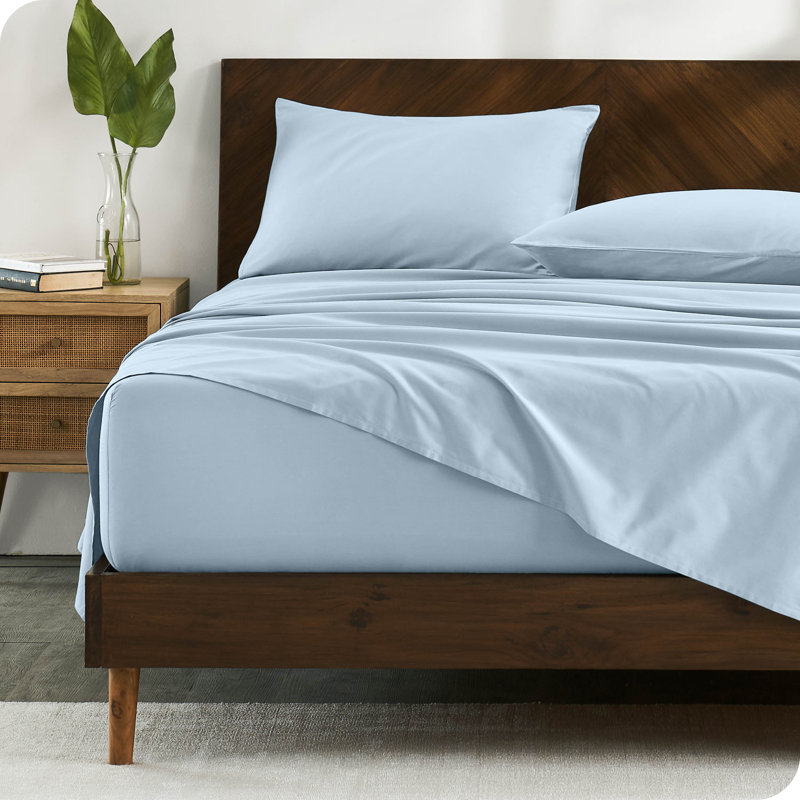 Twin XL Winter Blue Organic Cotton Percale Sheet Set