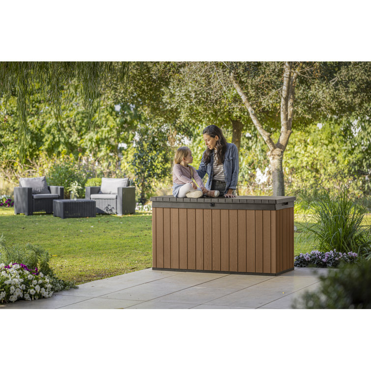Keter Darwin Outdoor Storage 56-in L x 26-in 100-Gallons Brown Evotech  Durable Plastic Deck Box in the Deck Boxes department at