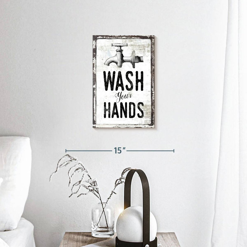 «Wash Your Hands», impression sur toile, H 12 po x l 8 po x P 1 po