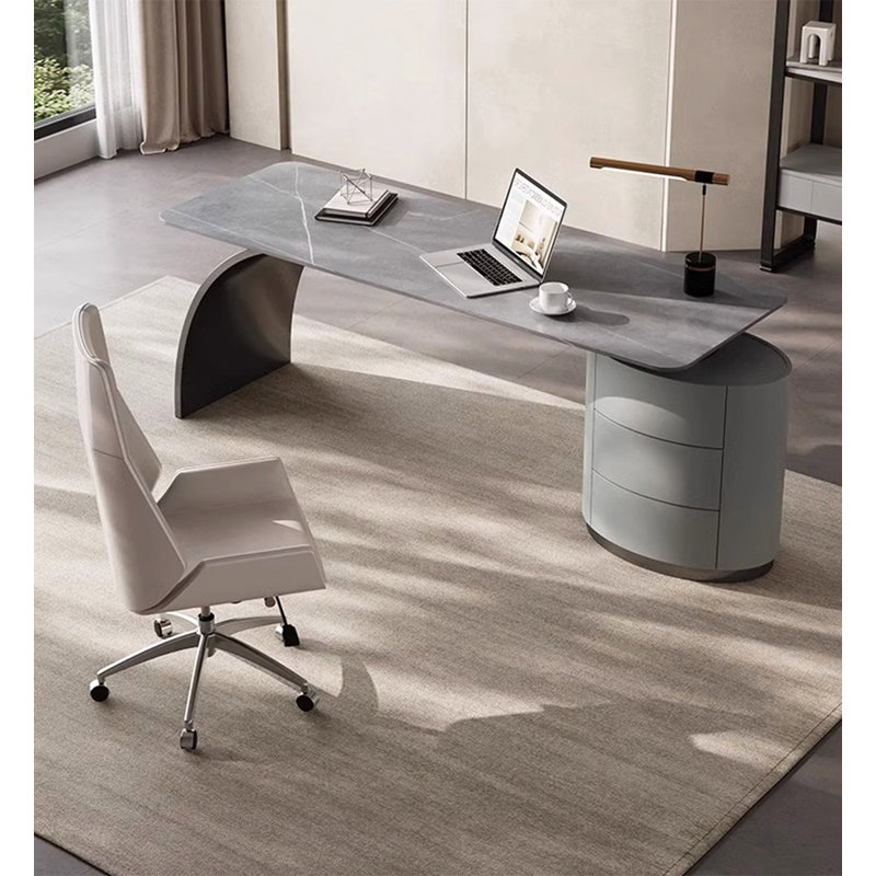 Bureau de table italien en pierre frittée minimaliste avec tiroirs Italian, H 29,53 po x l 70,87 po x P 27,56 po