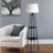 58" Modern Metal Etagere Floor Lamp with Shelves and Linen Shade-72585711