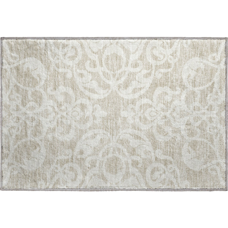 Premium Machine Washable Prisco Beige Rug, Rectangle 1'8" x 2'6"