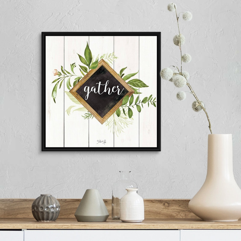 " Gather Greenery " by Marla Rae, Black Floater Framed Canvas, 18" H x 18" W x 1.75" D