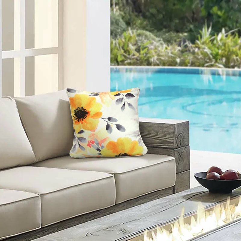 Floral Outdoor Reversible Throw Pillow