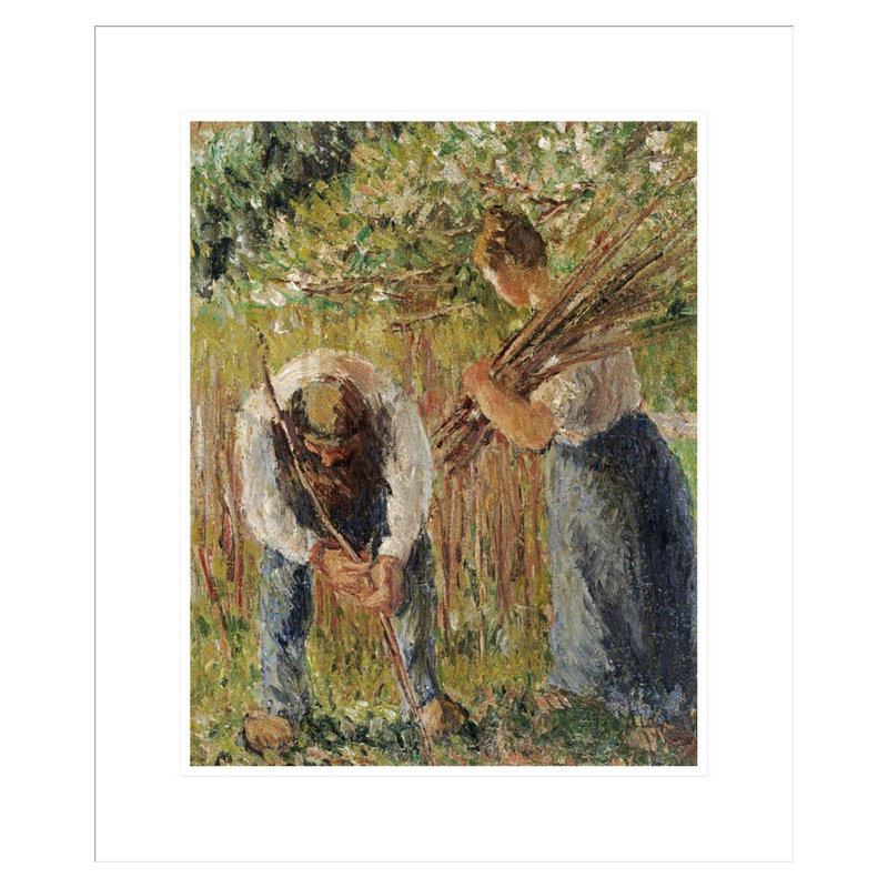 «Farm Labouring Planting Stakes» par Camille Pissarro, impression giclée sur cadre, H 21 po x l 17,75 po