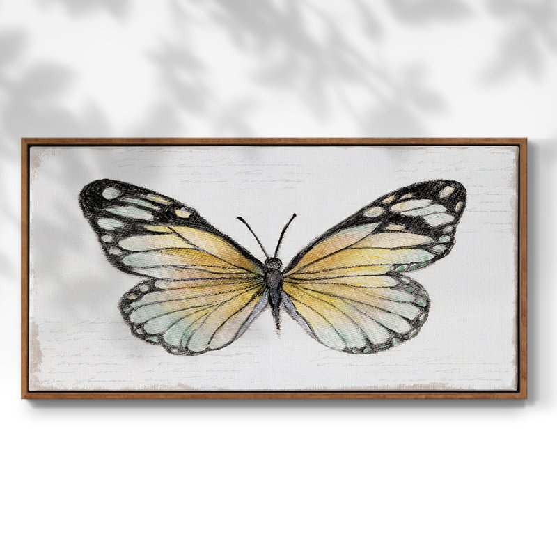 «Vintage Flutter II», toile tendue avec châssis encadré, prête à être accrochée, H 21 po x l 41 po, Noyer